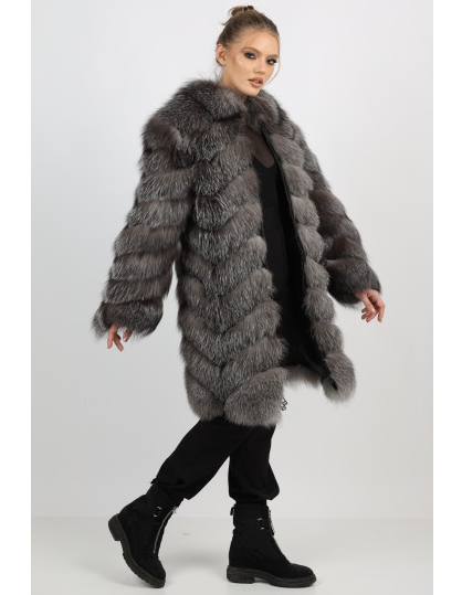 Helena silver fox fur coat