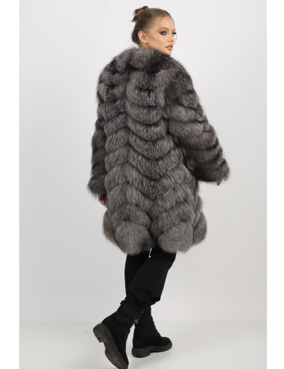 Helena silver fox fur coat back