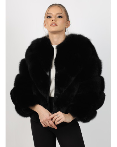 Valentina black fox fur coat
