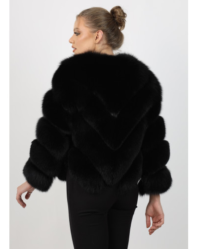Valentina black fox fur coat back