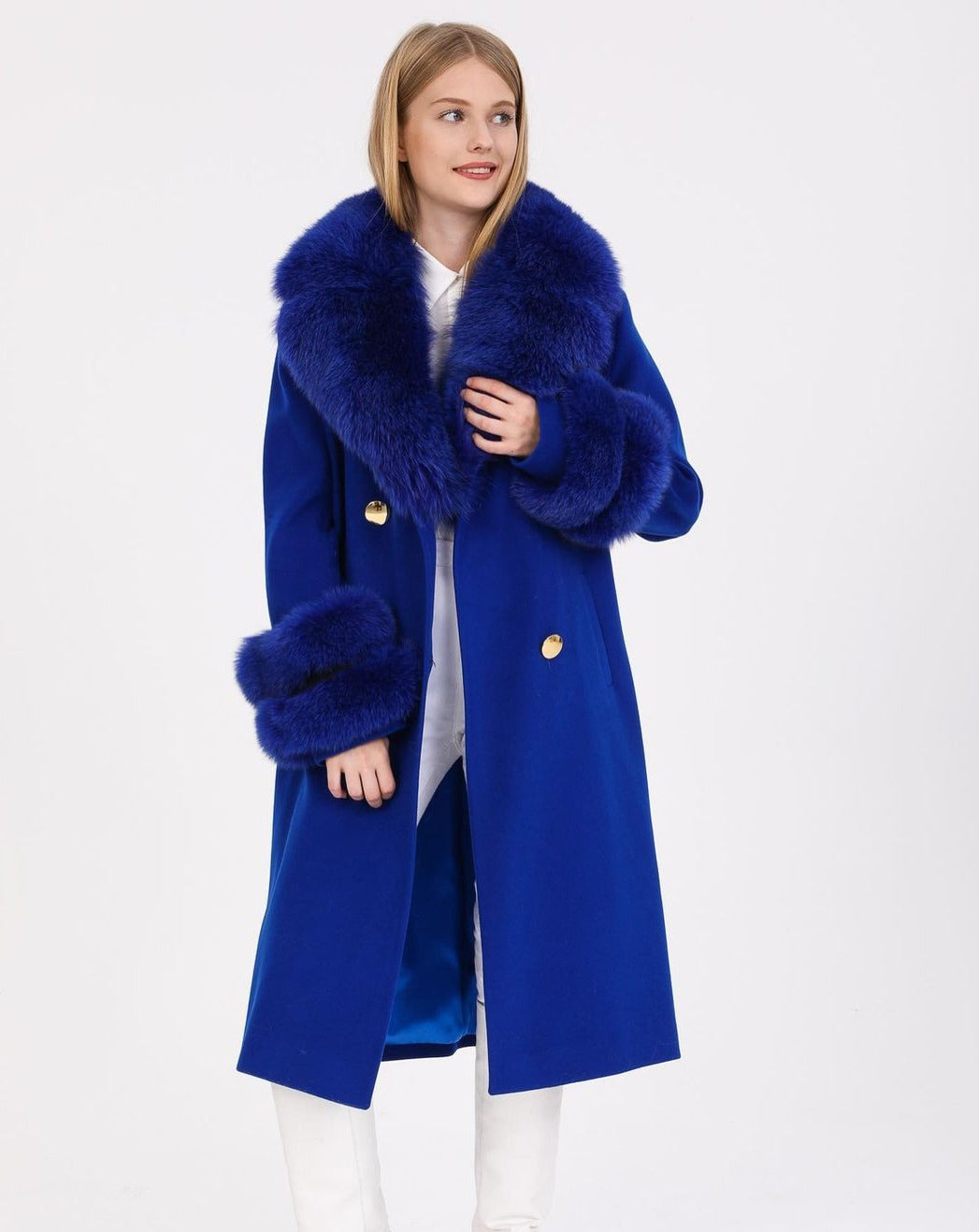 Elegant buy Ladies Fur Accented Coat