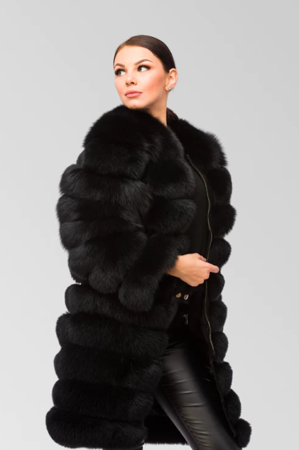 Nadia Black Fox Fur Coat 