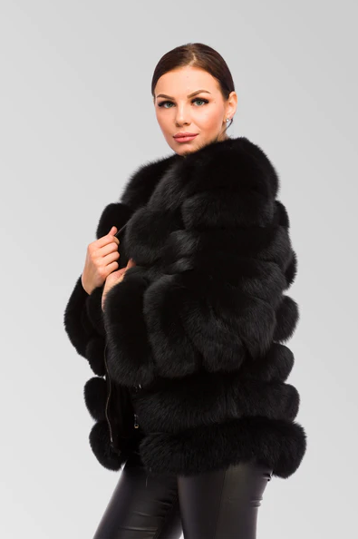 NADIA BLACK Fox Fur Coat