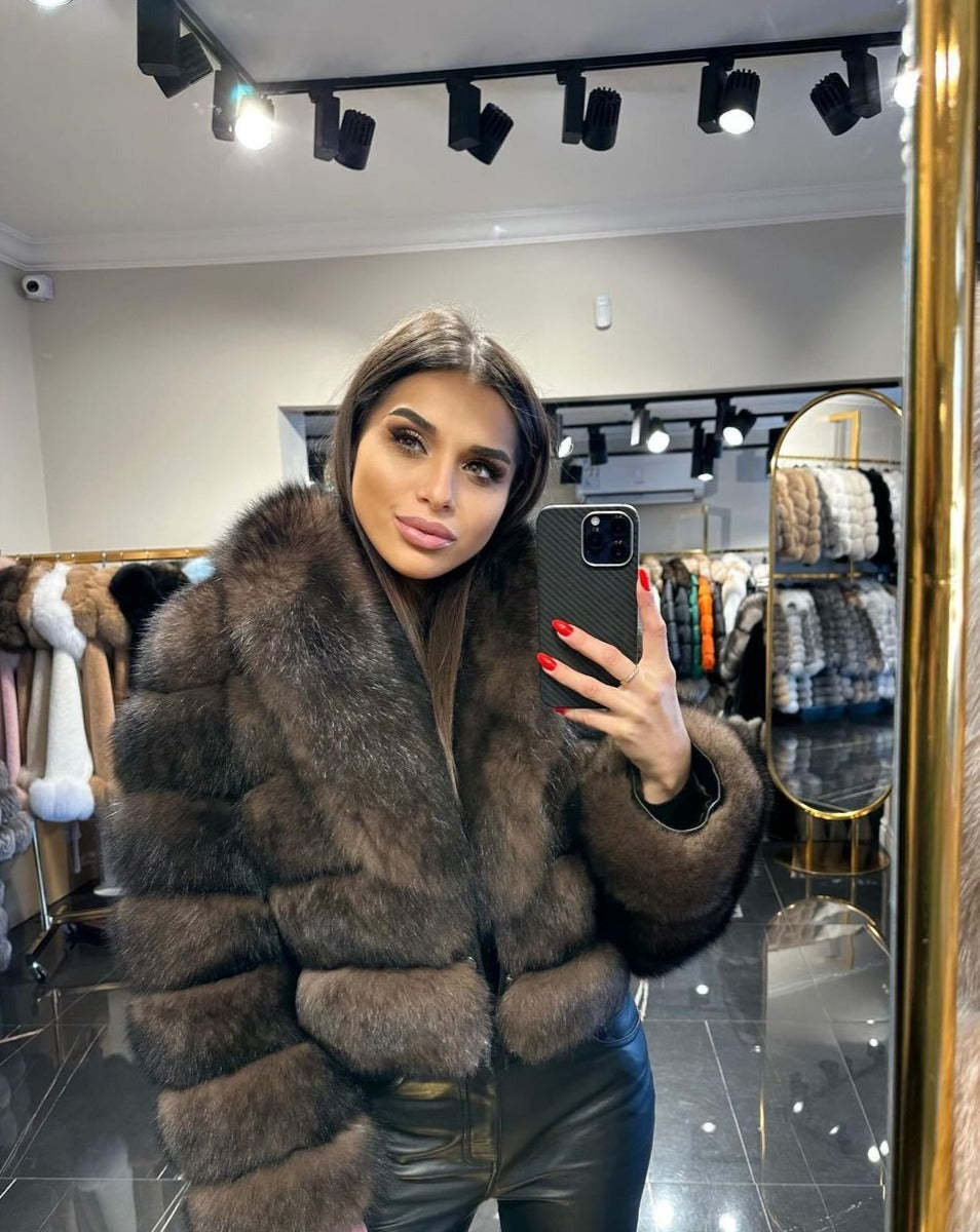 GISELLE BROWN Fox Fur Coat front