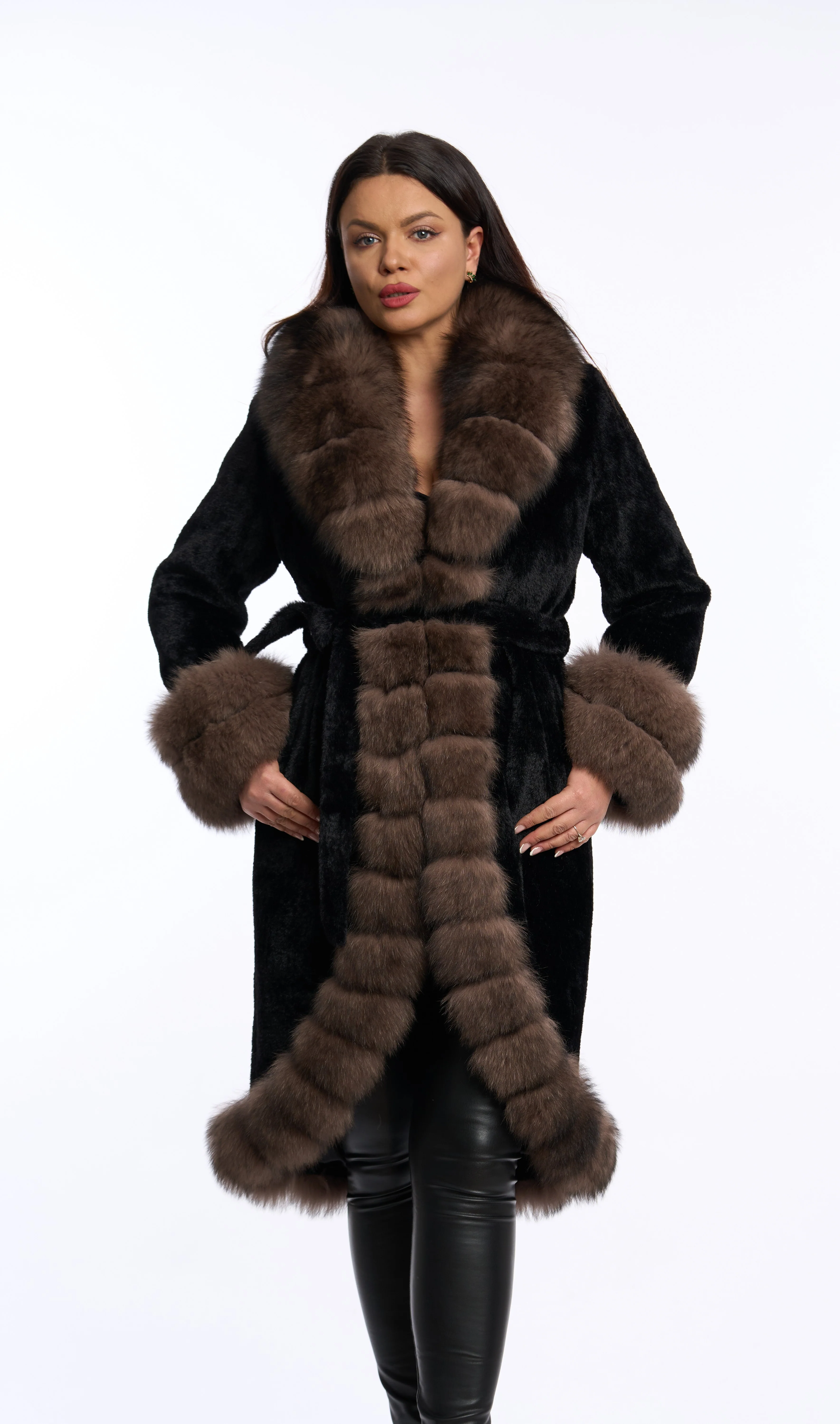 Elena Black Alcantara Coat