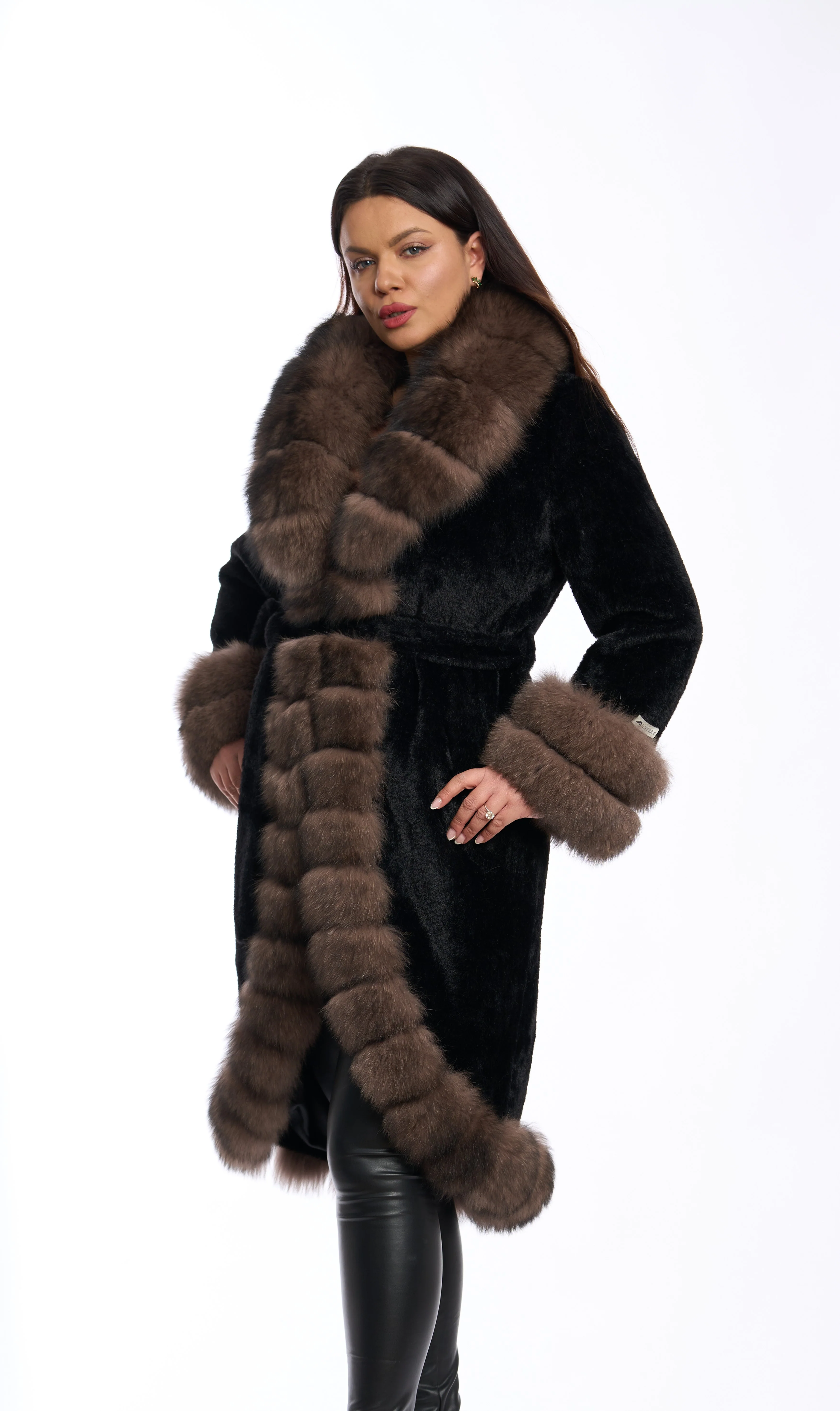 Elena Black Alcantara Coat