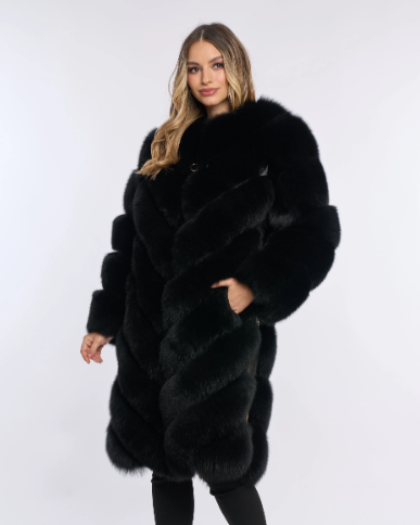 Alana Black Fox Fur Coat