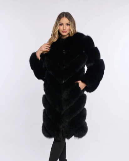 Alana Black Fox Fur Coat