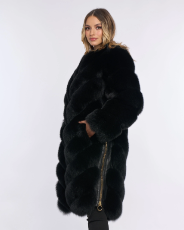 Alana Black Fox Fur Coat