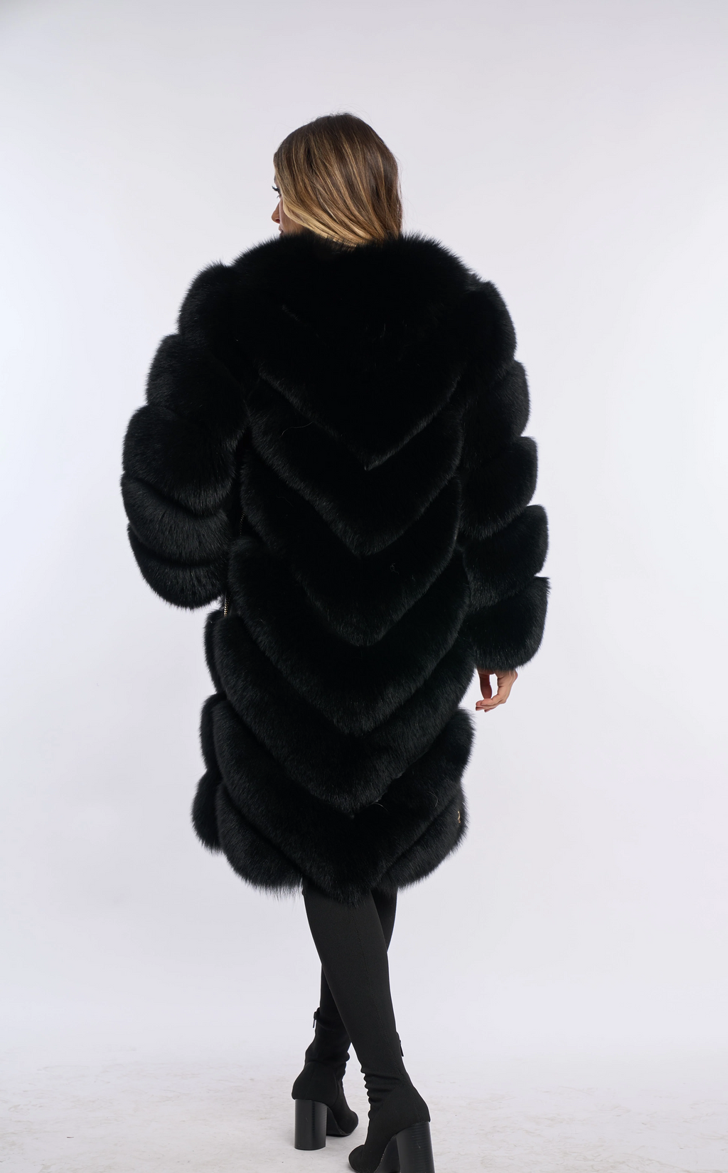 Alana Black Fox Fur Coat