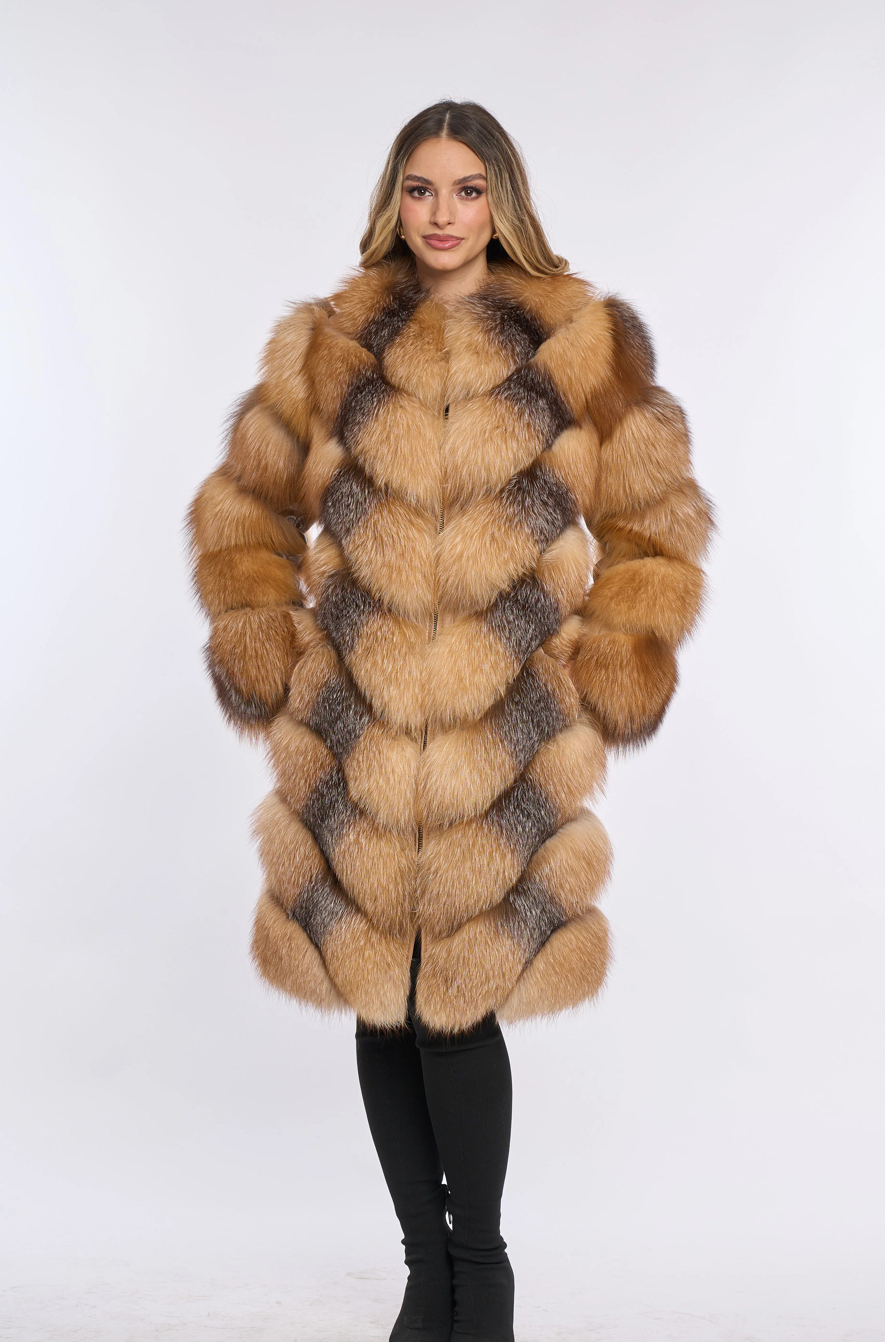 Alana Brown Fox Fur Coat