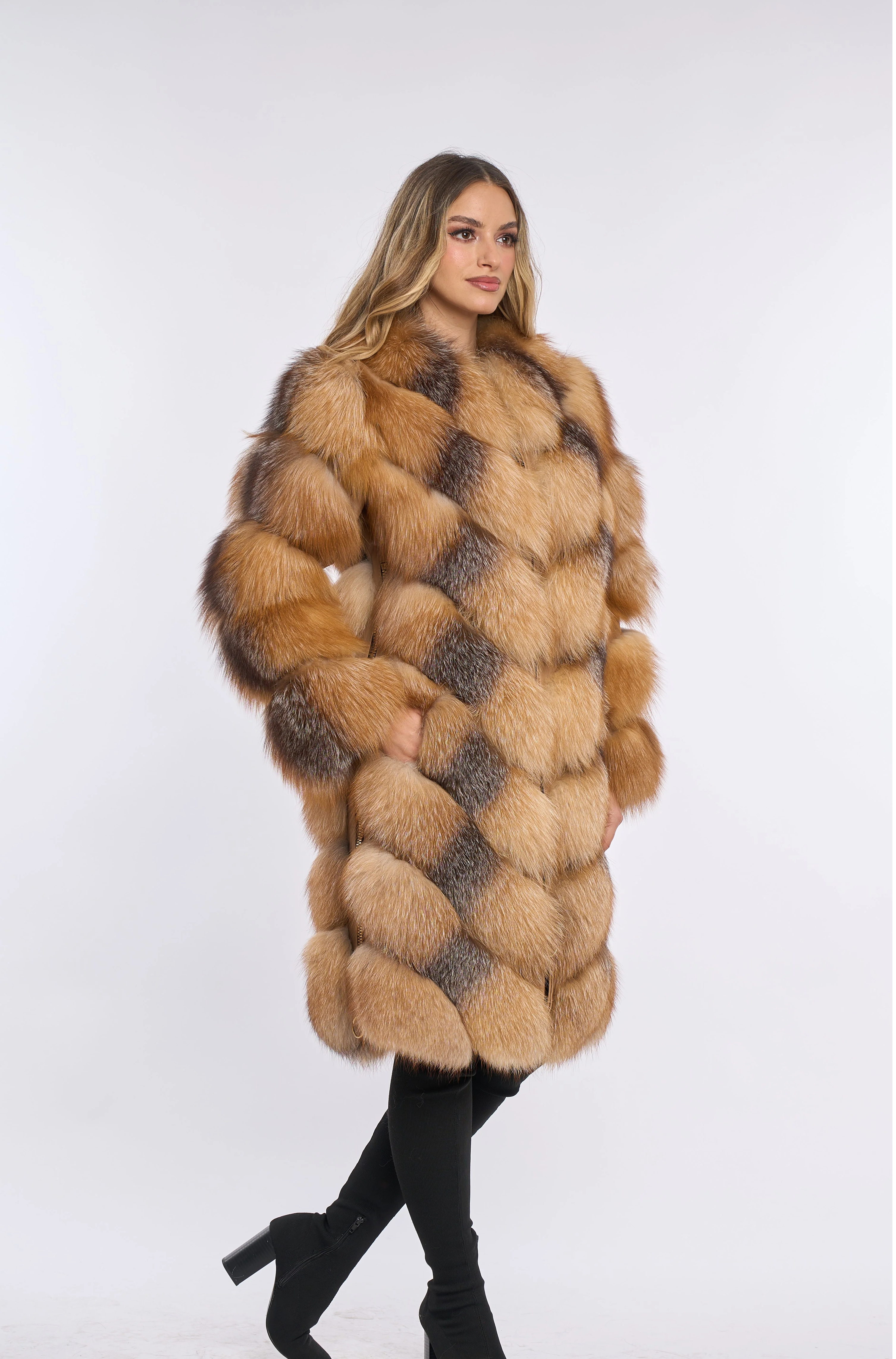 Alana Brown Fox Fur Coat