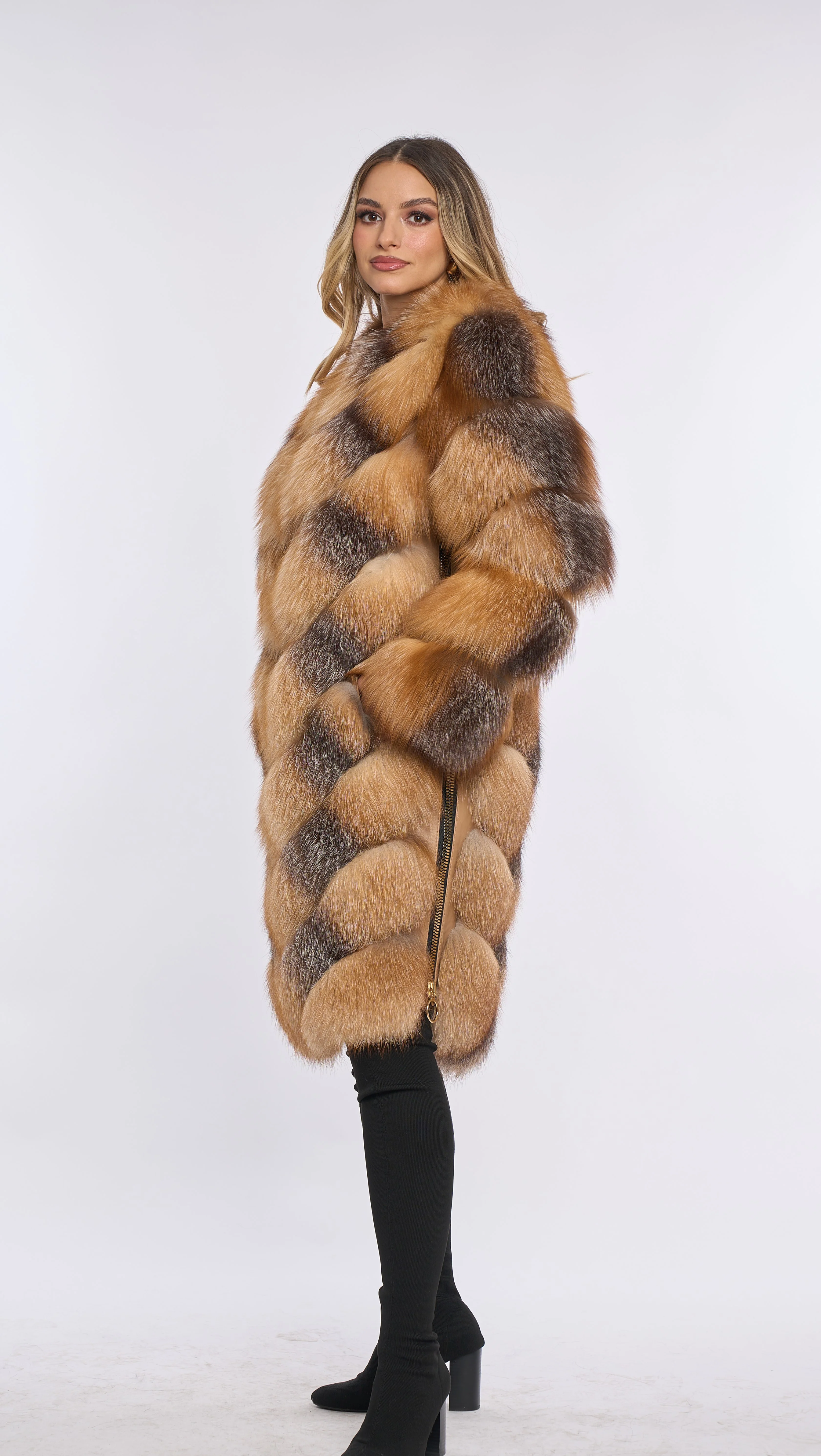 Alana Brown Fox Fur Coat