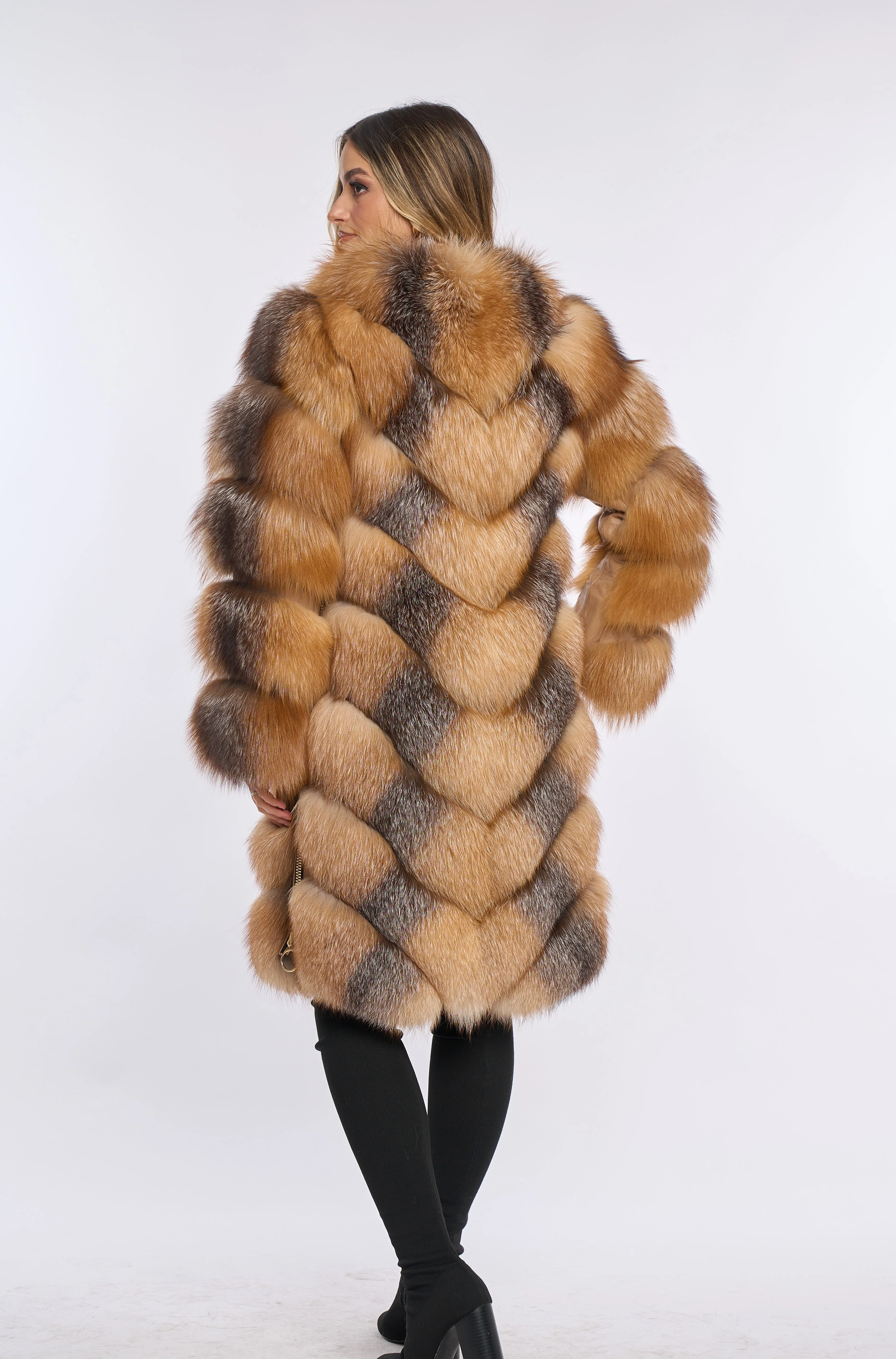 Alana Brown Fox Fur Coat