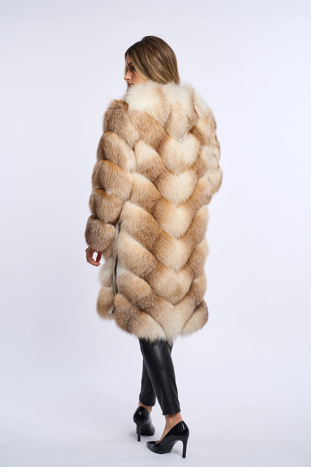 Alana Honey Beige Fox Fur Coat