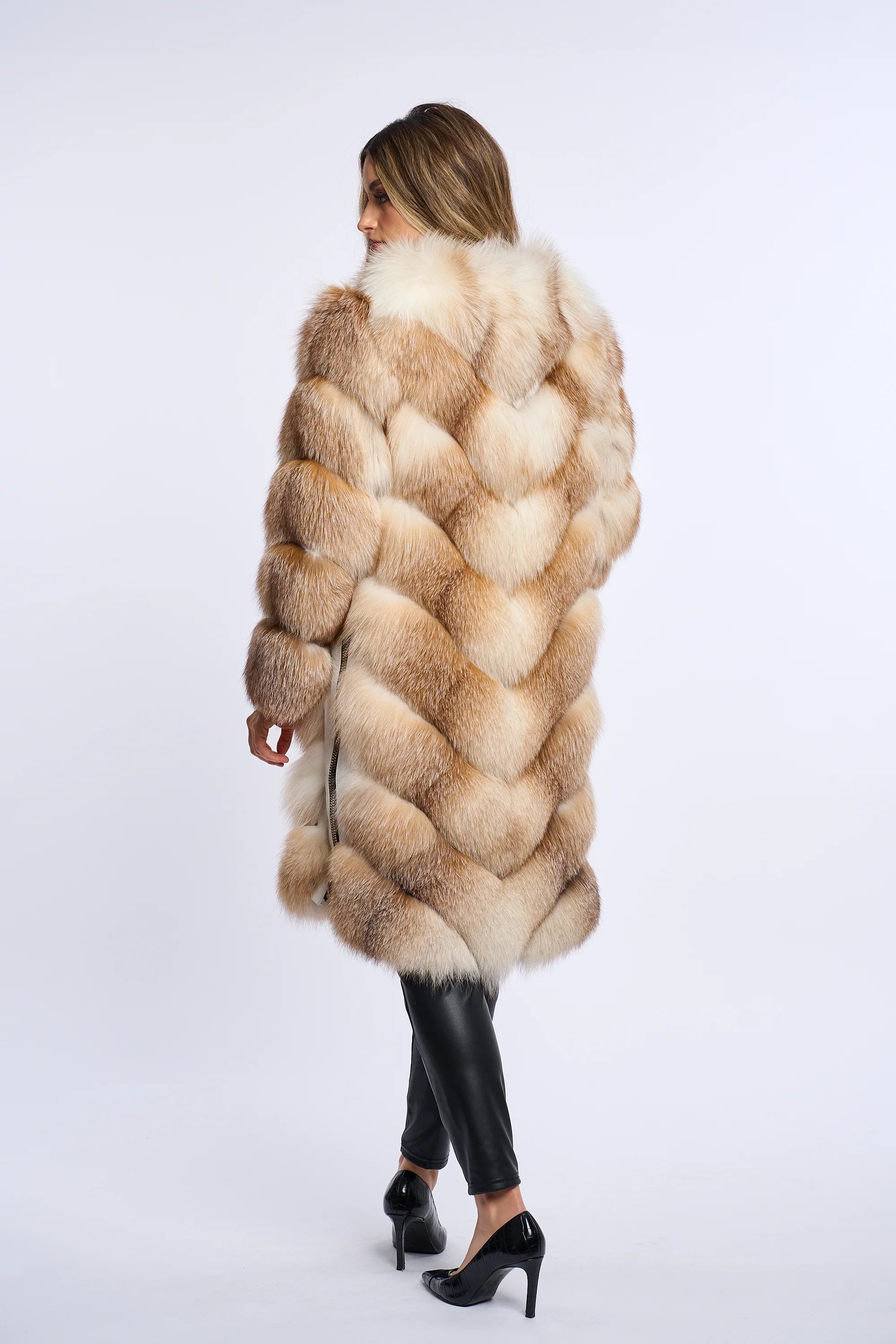 Alana Honey Beige Fox Fur Coat