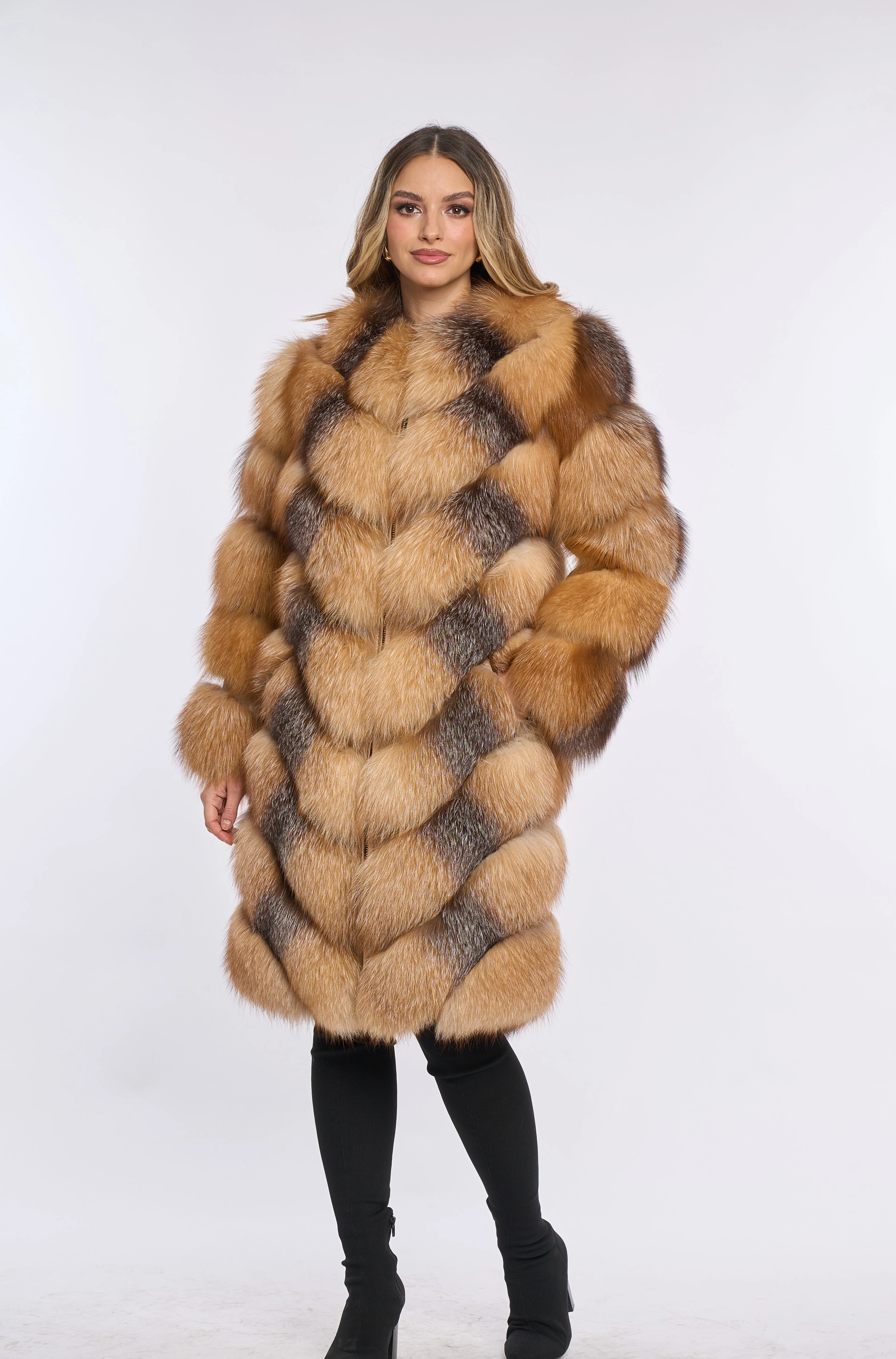 Alana Brown Fox Fur Coat