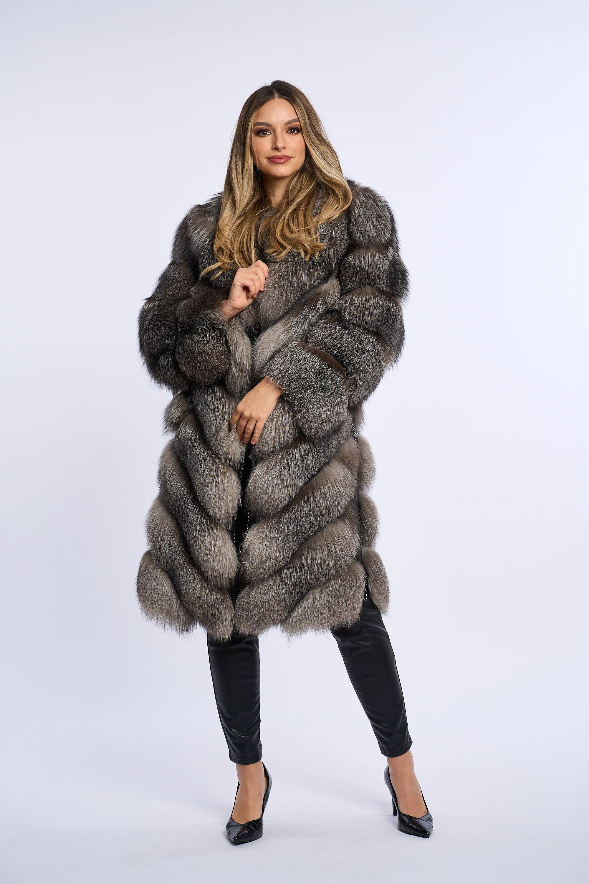 Alana Silver Fox Fur Coat