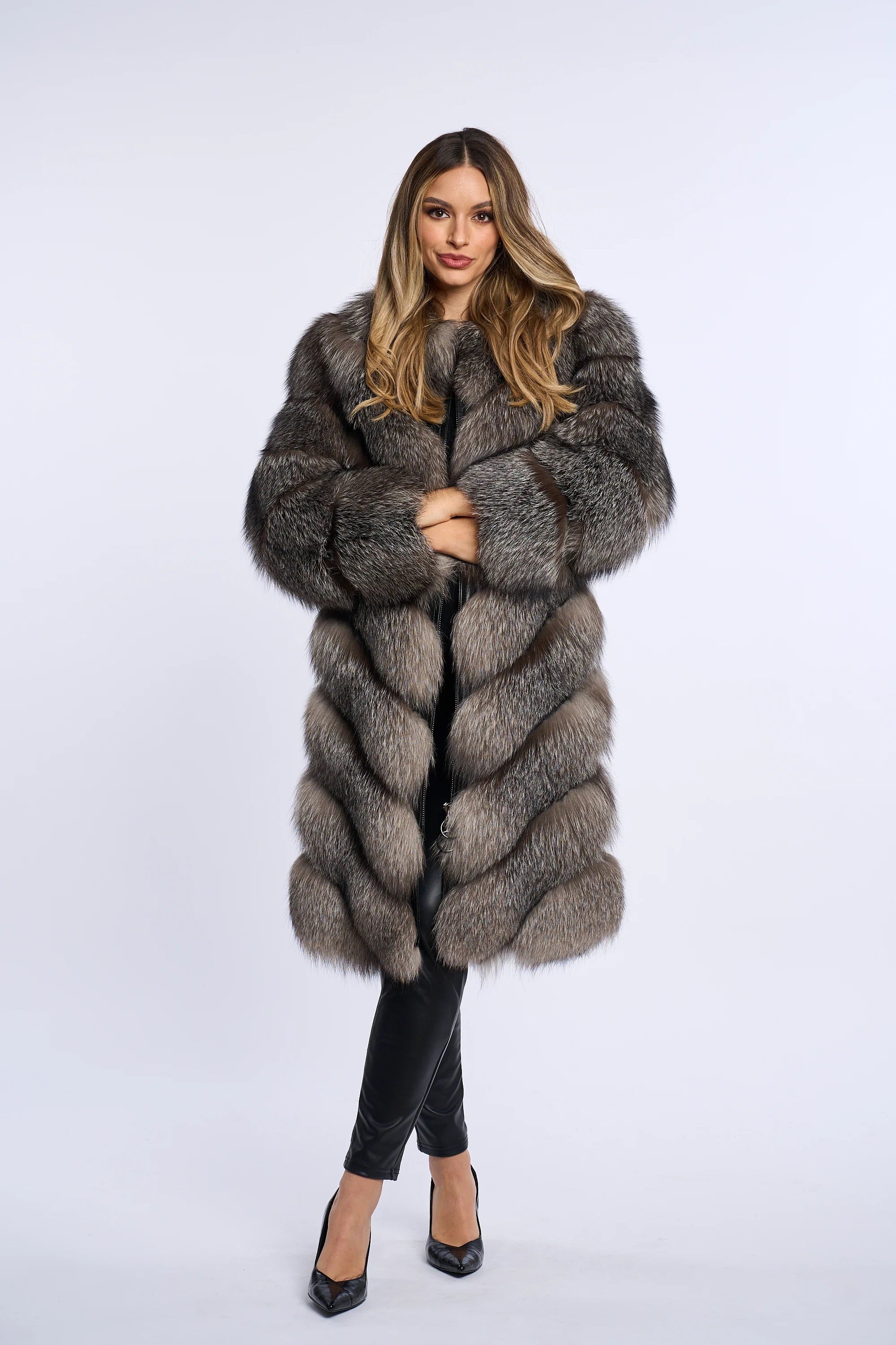 Alana Silver Fox Fur Coat