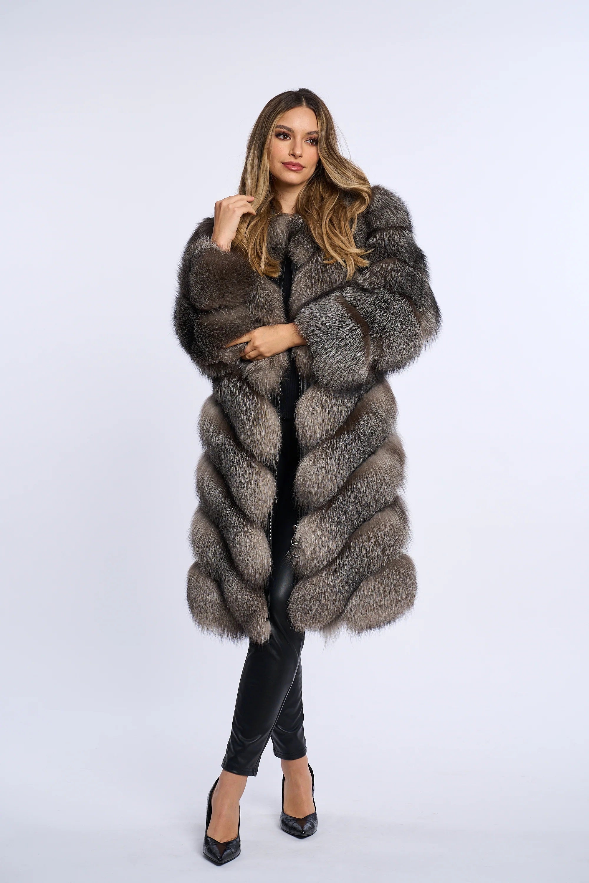 Alana Silver Fox Fur Coat