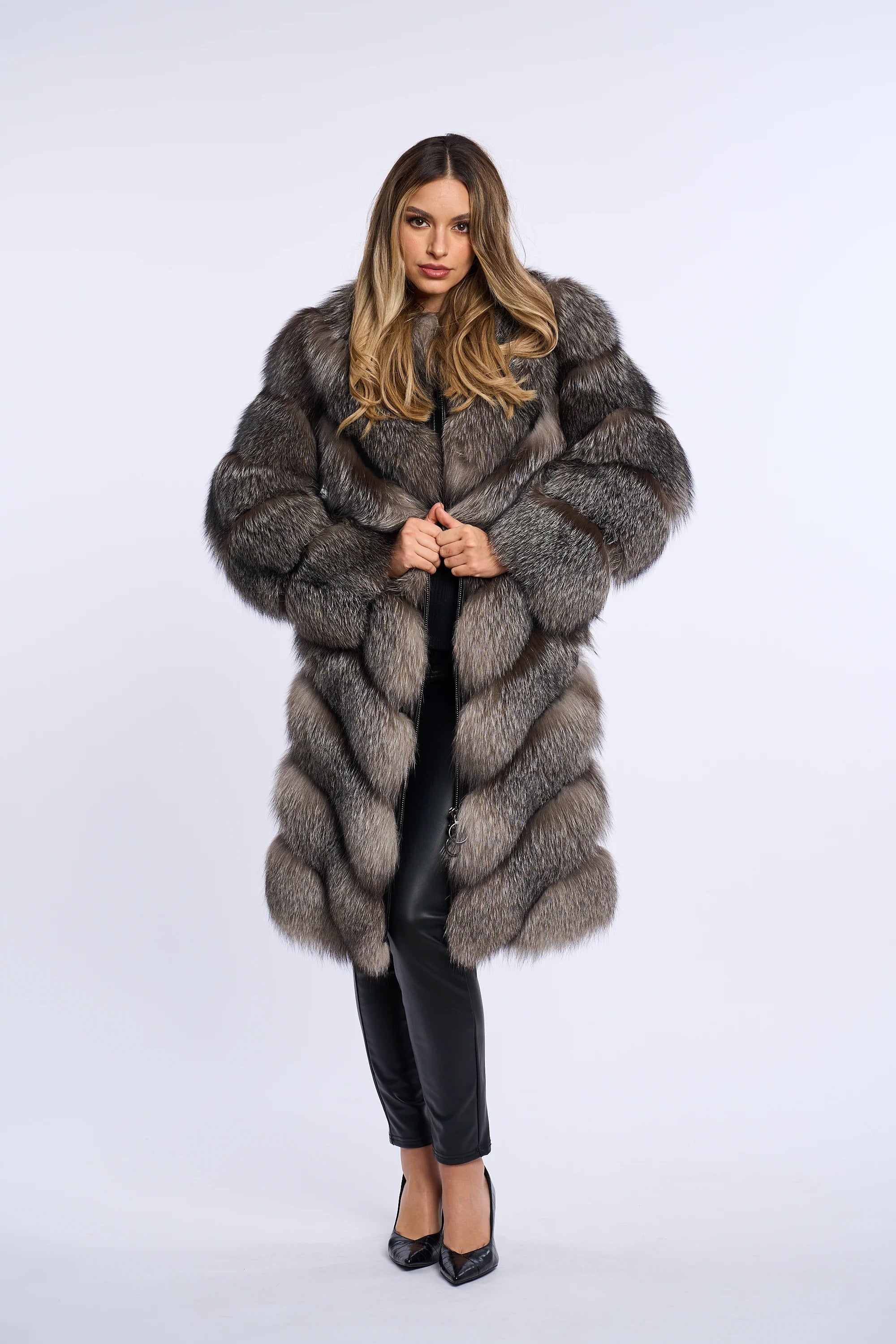 Alana Silver Fox Fur Coat