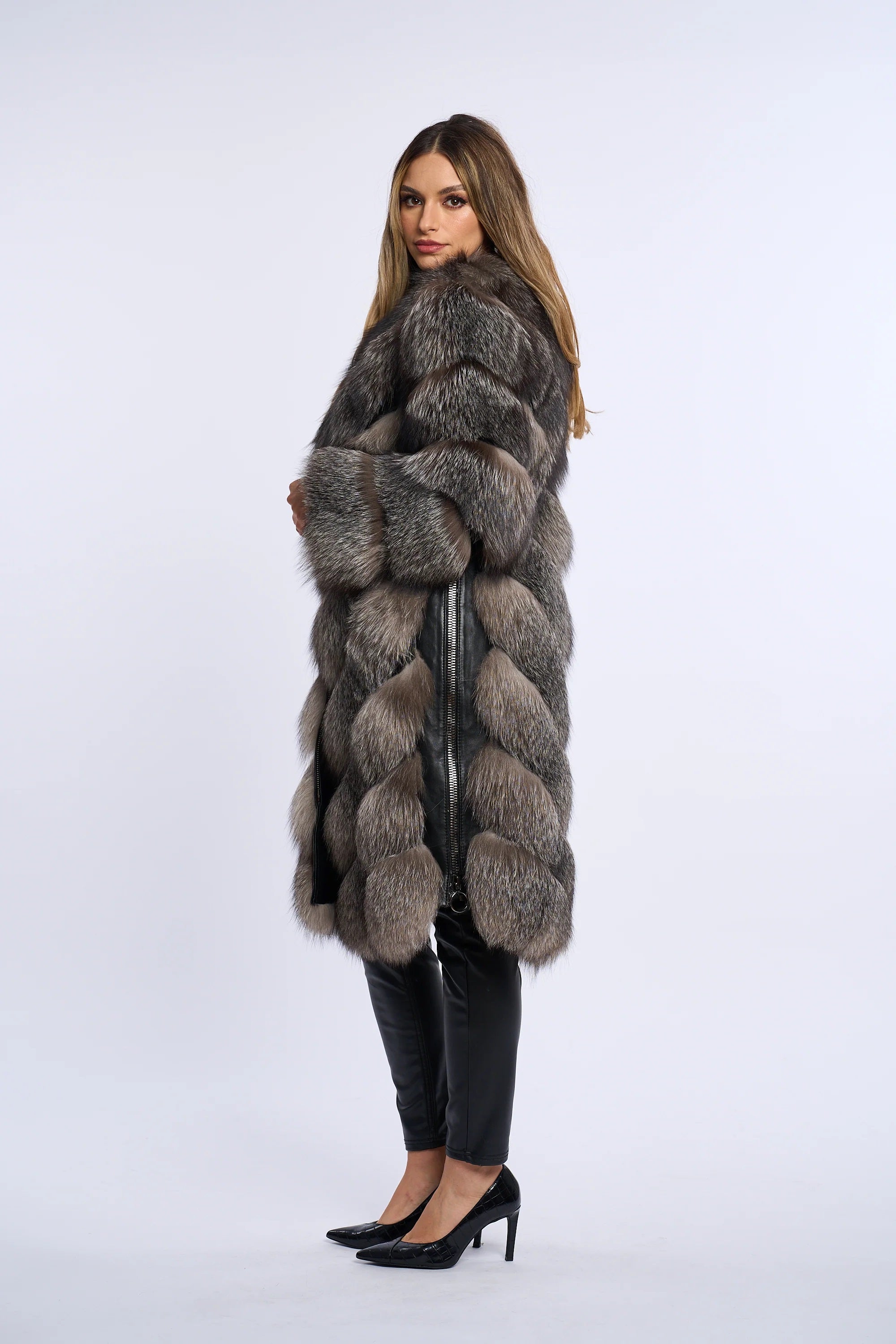 Alana Silver Fox Fur Coat