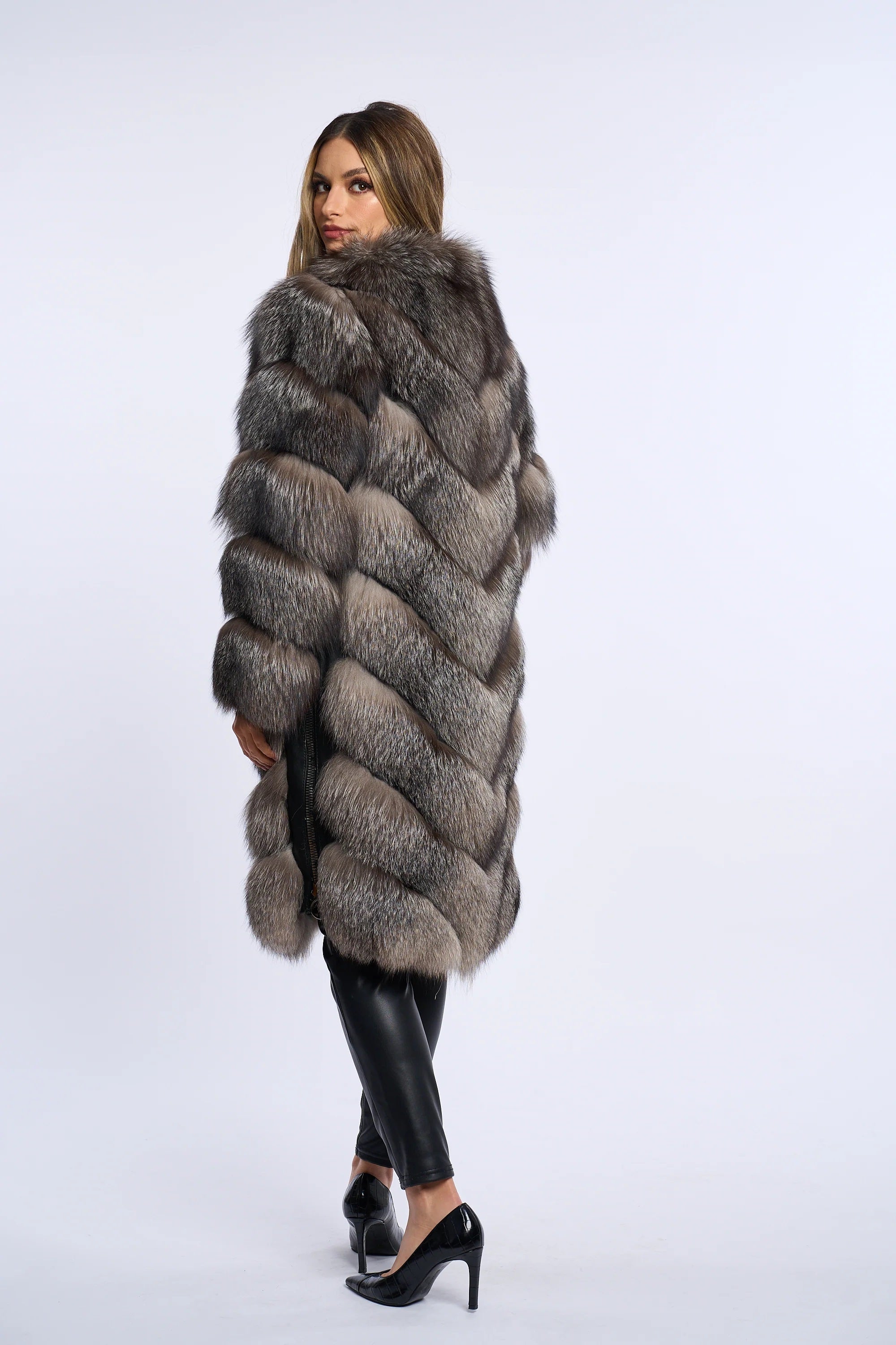 Alana Silver Fox Fur Coat