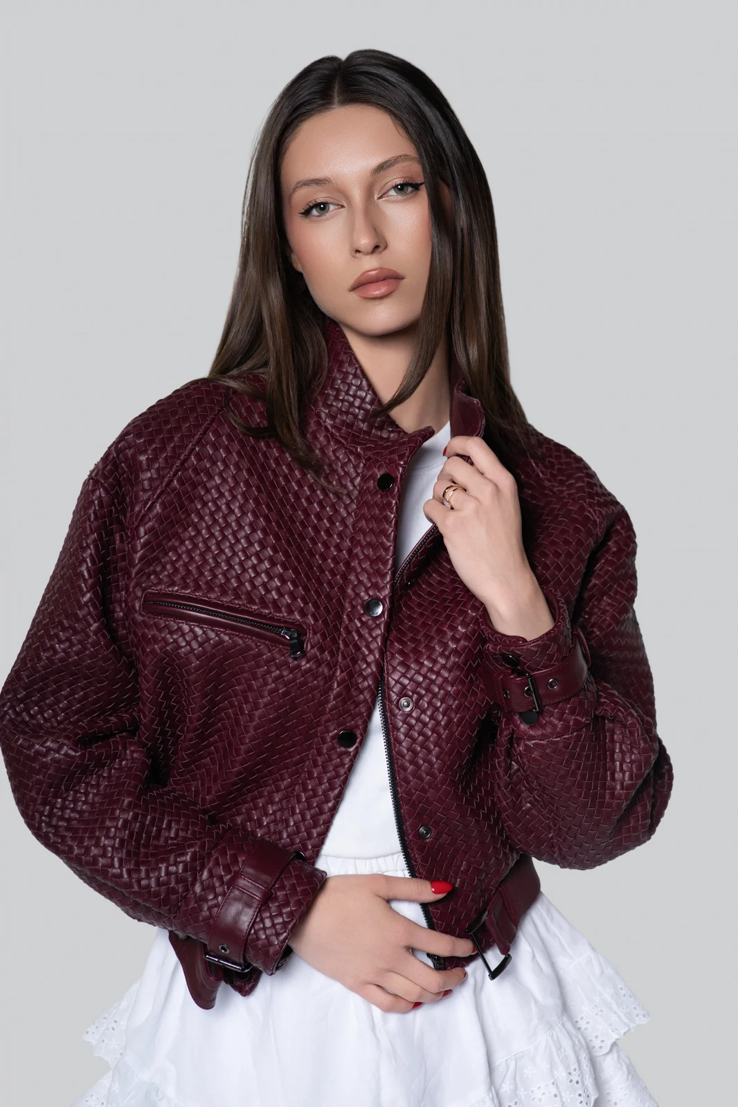 Chloe Burgundy Leather Jacket