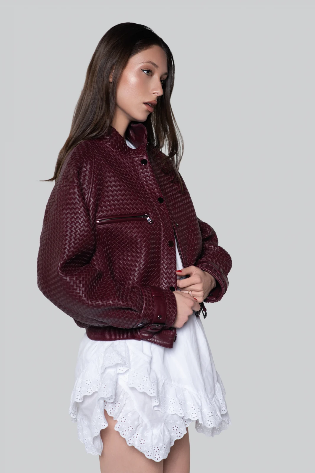 Chloe Burgundy Leather Jacket