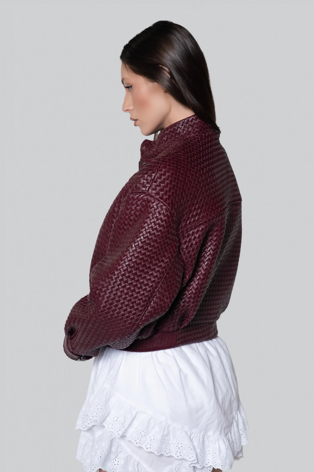 Chloe Burgundy Leather Jacket