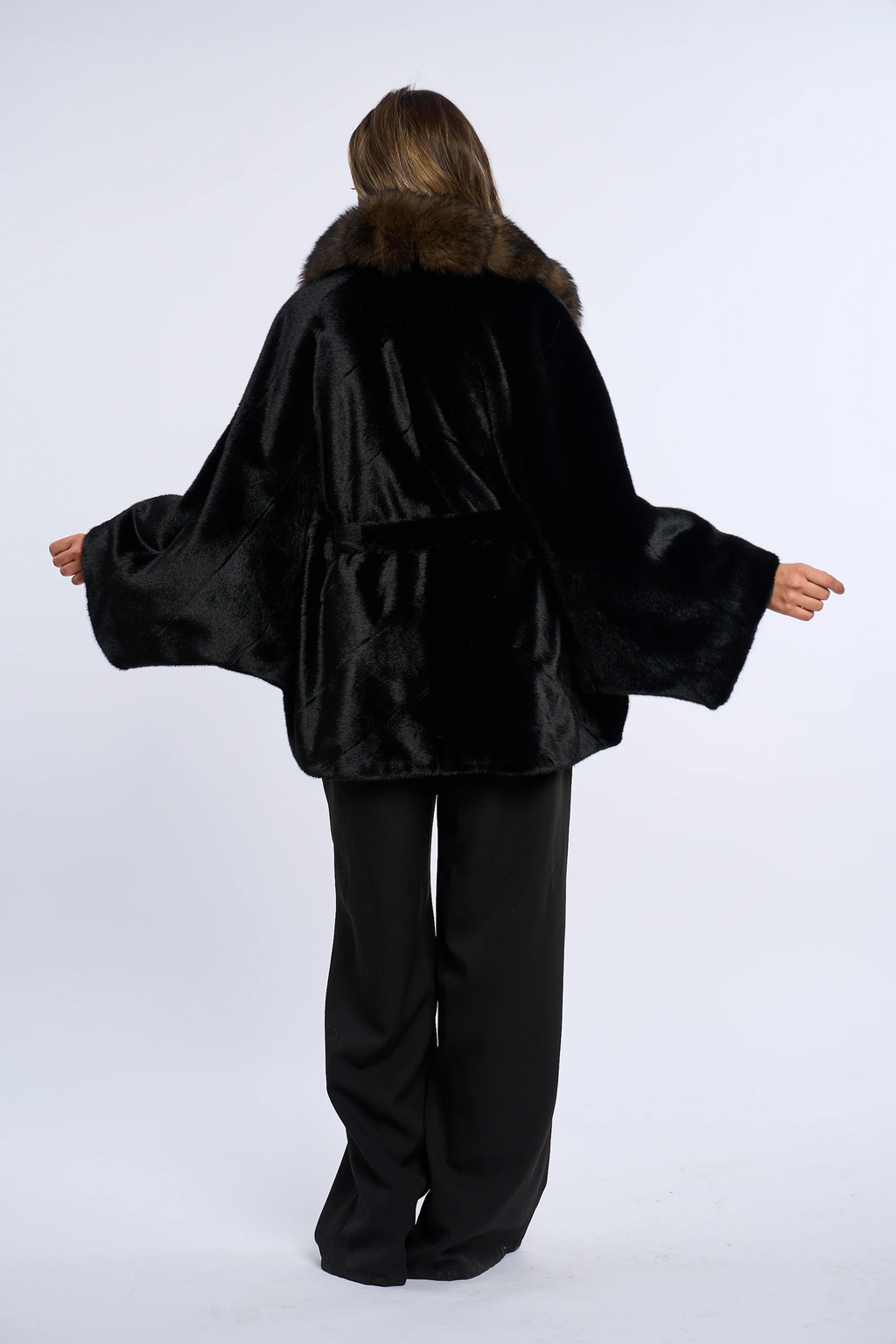 Vanessa Black Alcantara Fur Coat
