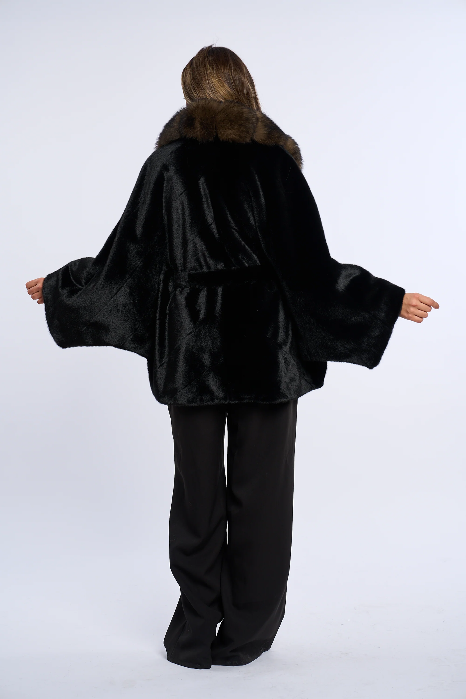Vanessa Black Alcantara Fur Coat