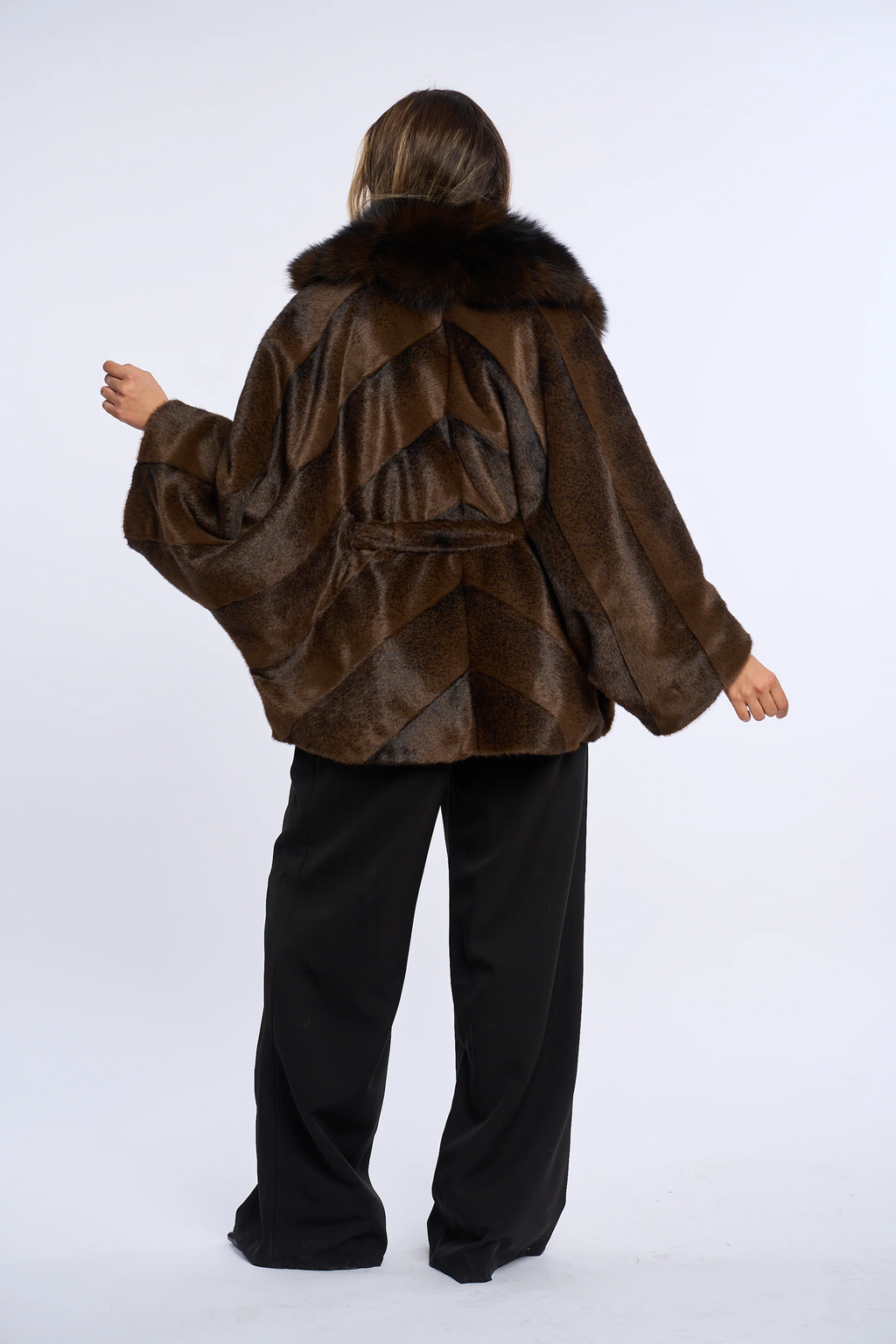 Vanessa Chocolate Brown Alcantara Fur Coat
