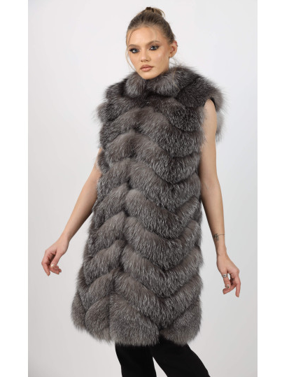 Helena silver fox fur vest