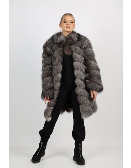 Helena silver fox fur coat  front