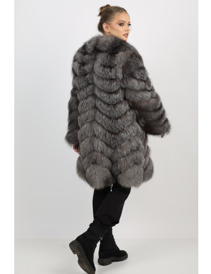 Helena silver fox fur coat  back