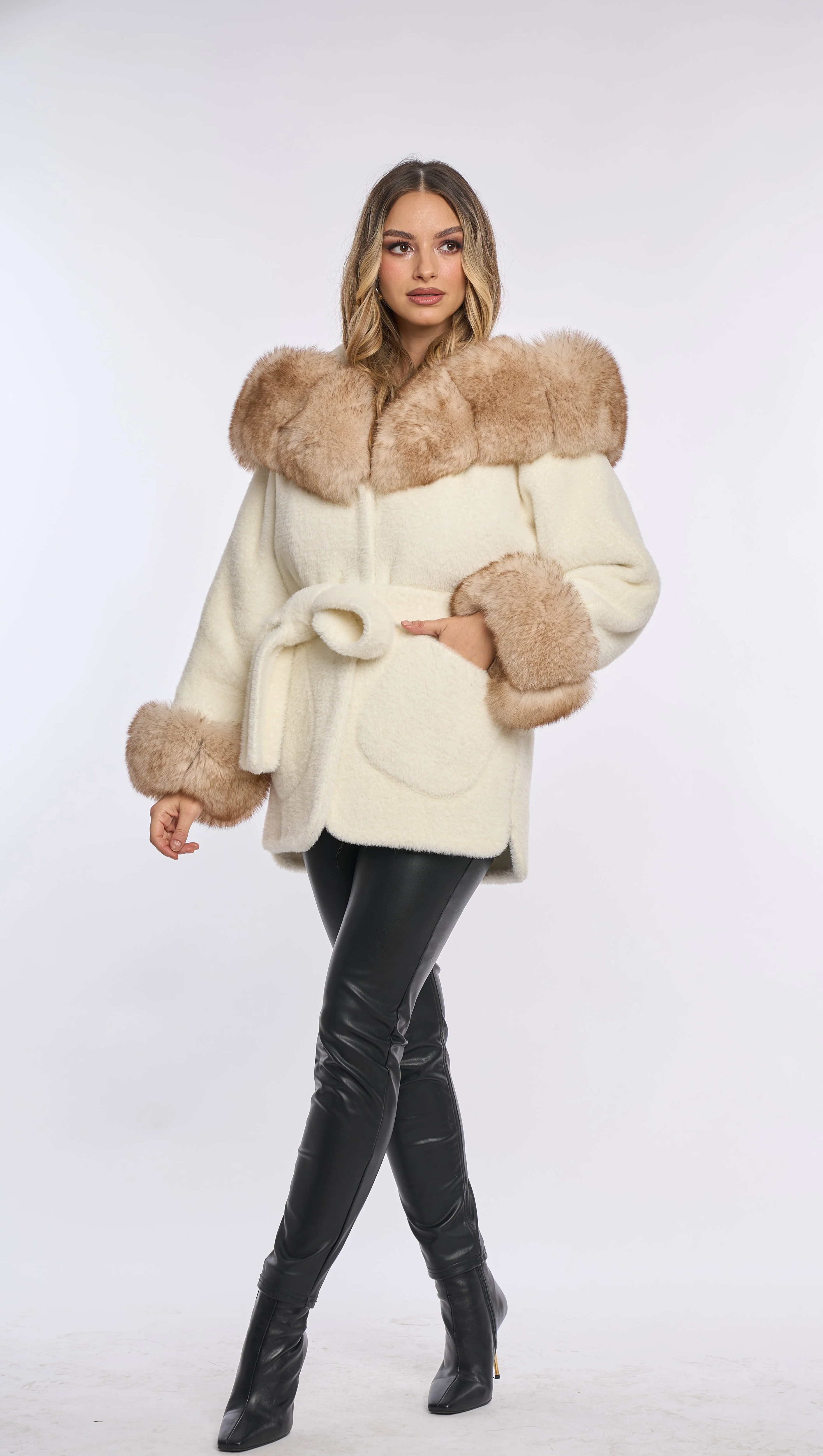 HOLLY WHITE Alcantara Fur Coat