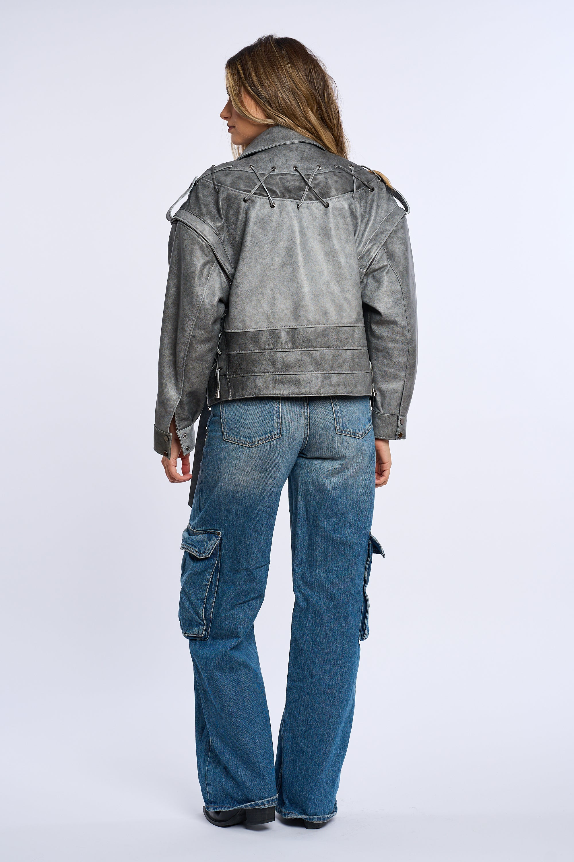 Livia Grey Leather Jacket