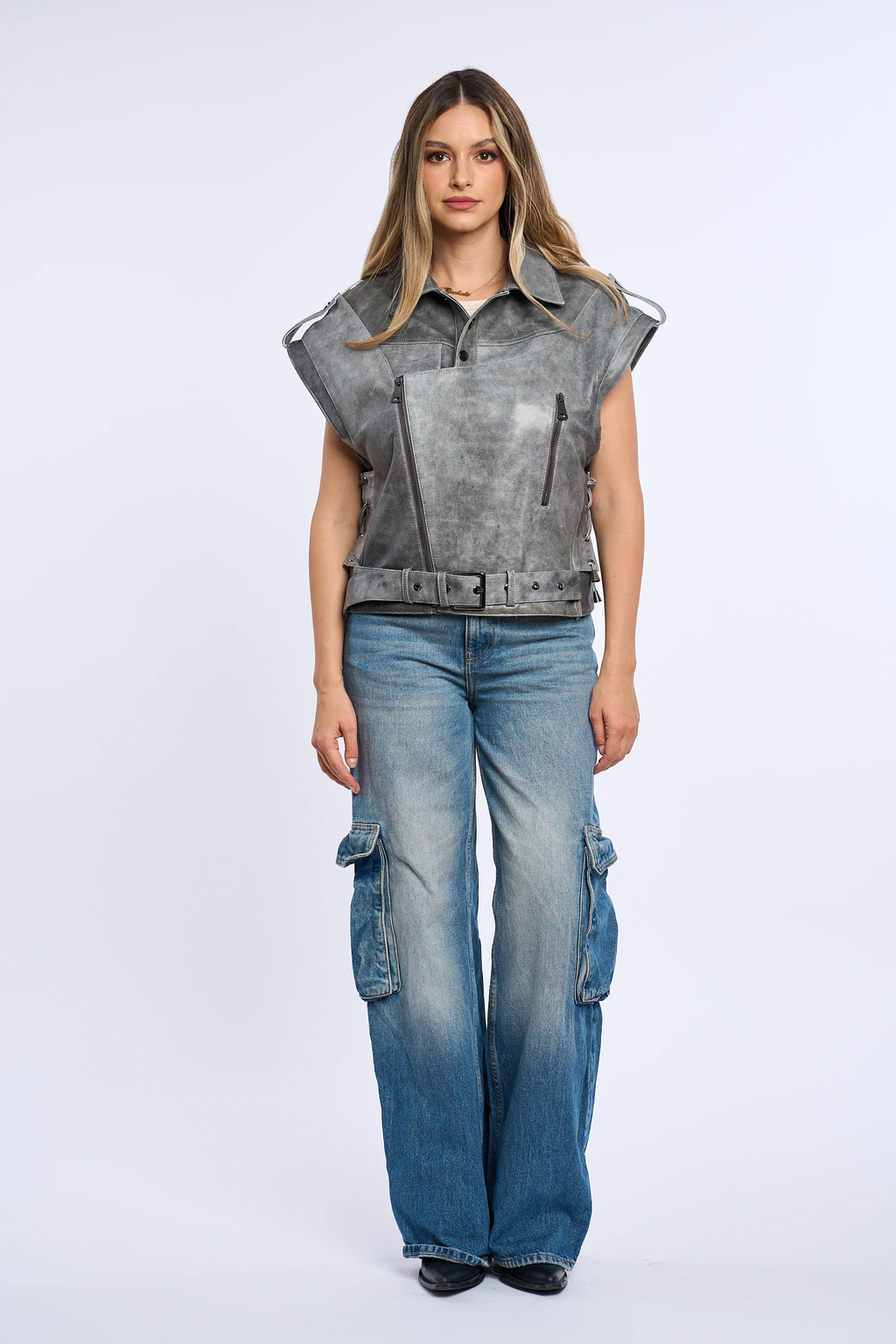 Livia Grey Leather Jacket