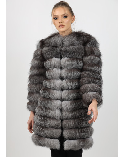 NADIA SILVER Fox Fur Coat front