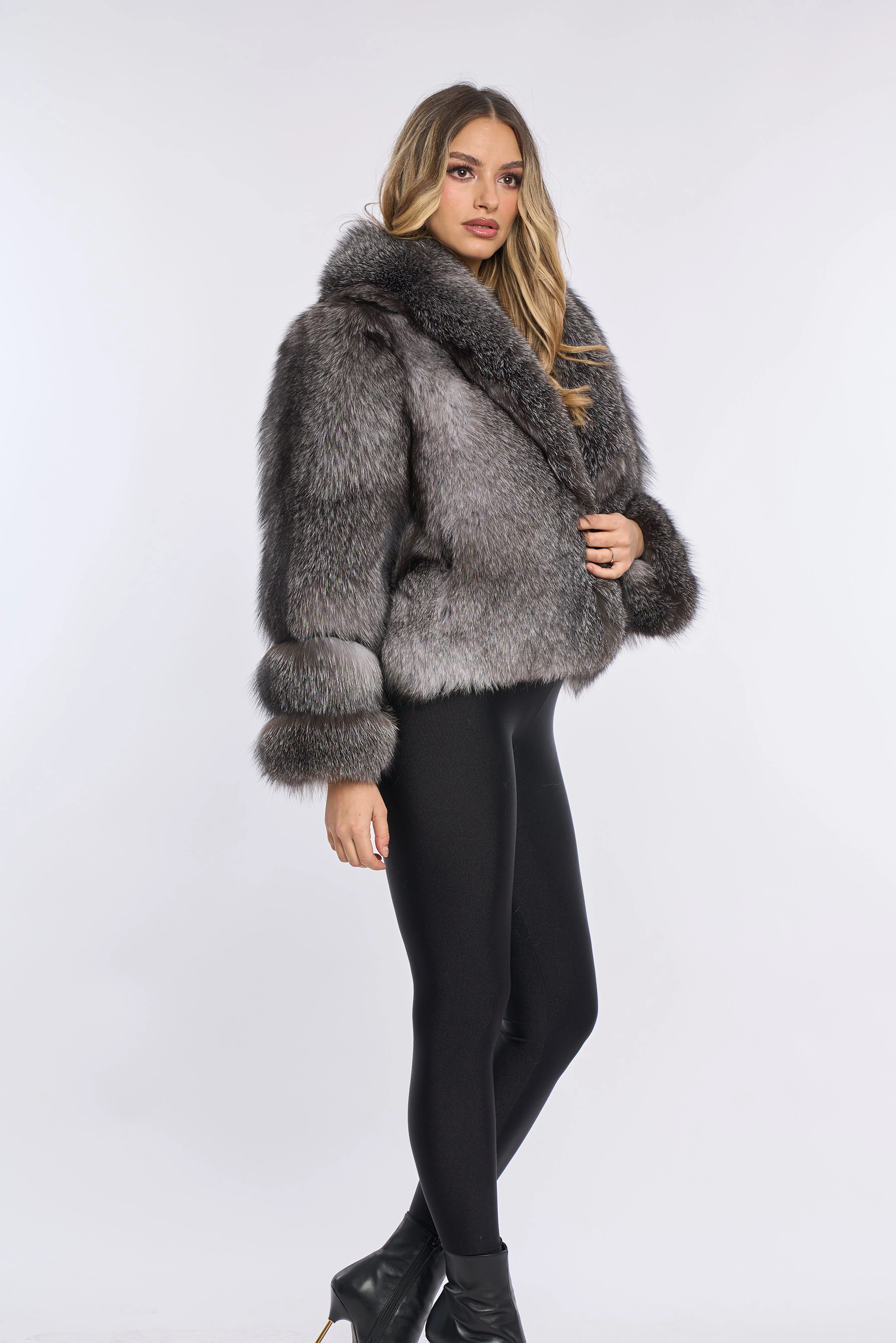 Nina Silver Fox Fur Coat
