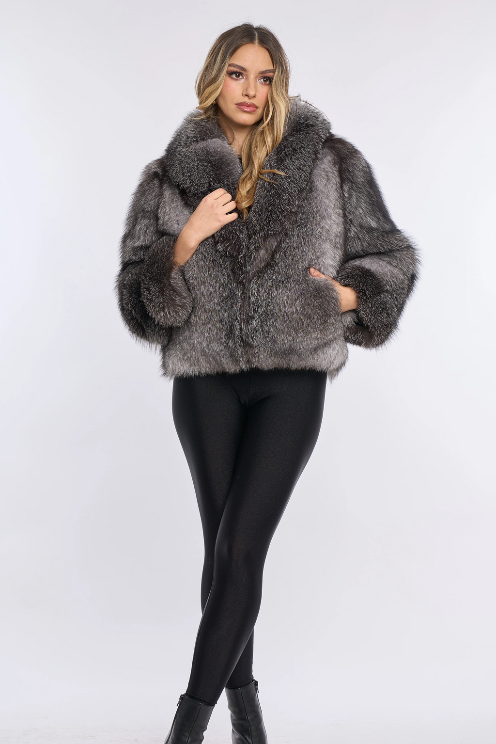Nina Silver Fox Fur Coat