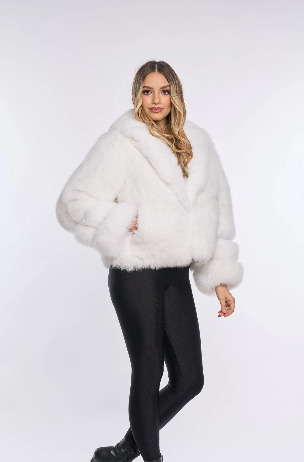 Nina White Fox Fur Coat