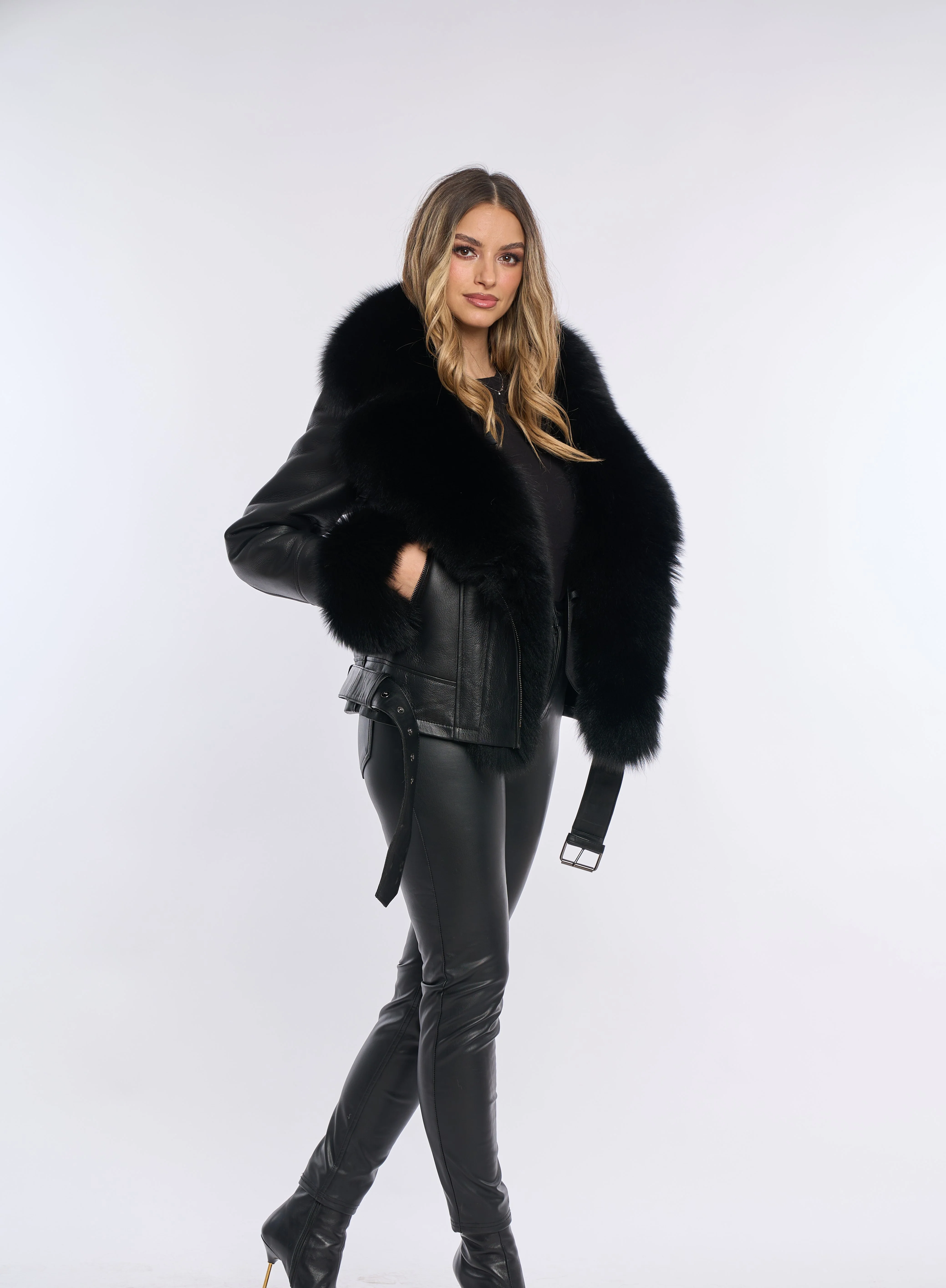 PIETRA BLACK Shearling Jacket