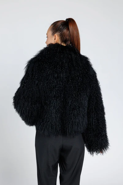 Rita Black Mongolian Fur Coat