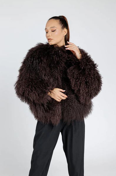 Rita Brown Mongolian Fur Coat