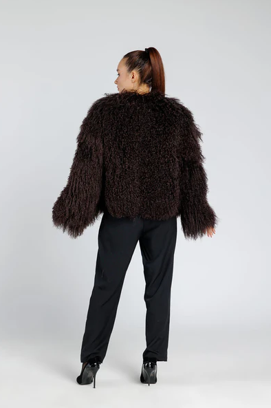 Rita Brown Mongolian Fur Coat
