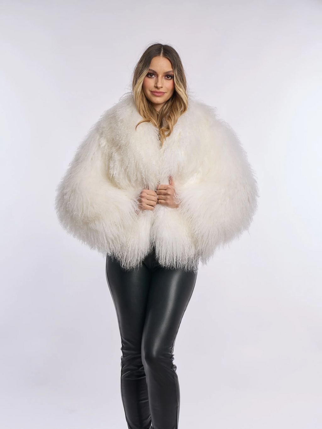 Rita White Mongolian Fur Coat