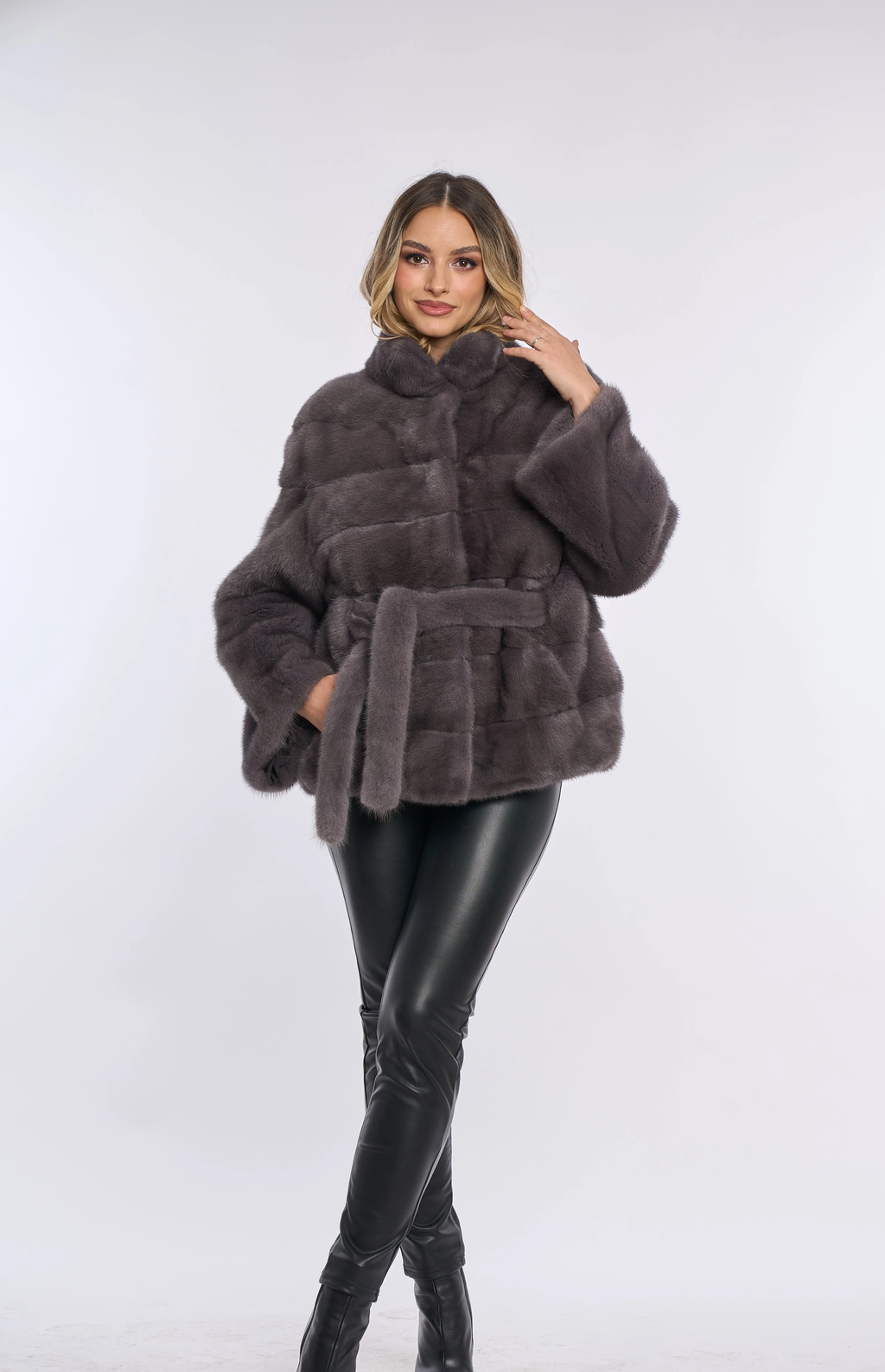 Samantha Anthracite Mink Coat