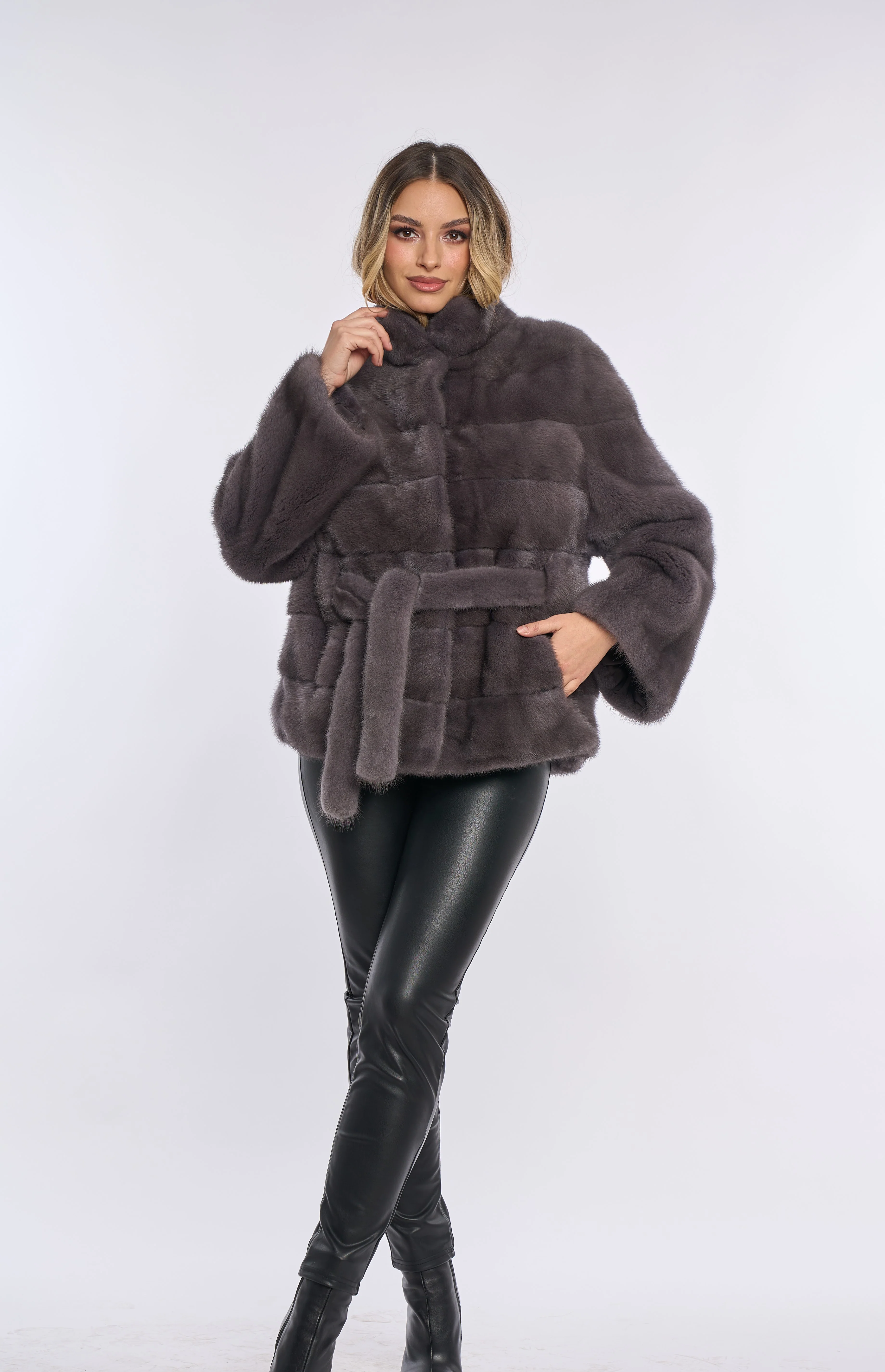Samantha Anthracite Mink Coat